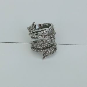 Sterling Silver 925 Snake Wrap Style CZ Ring